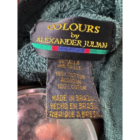 VTG Colours By Alexander Julian Green Cotton Bathrobe Unisex O/S  Lounge Wear - Picture 2 of 9